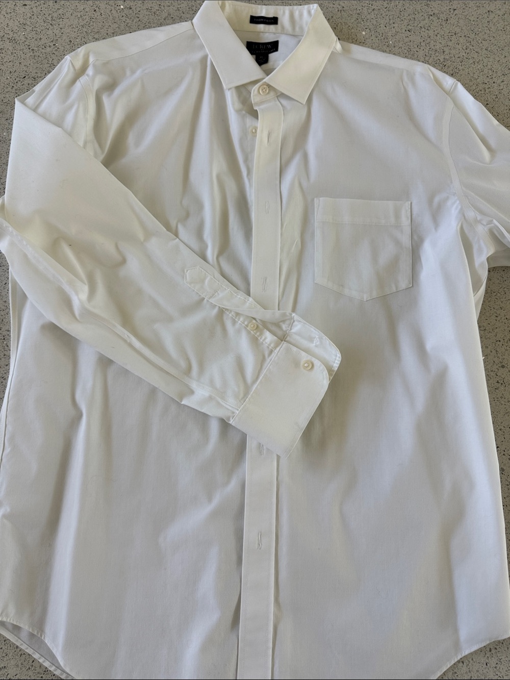 J. Crew White Long-Sleeve Dress Shirt with Chest Pocket